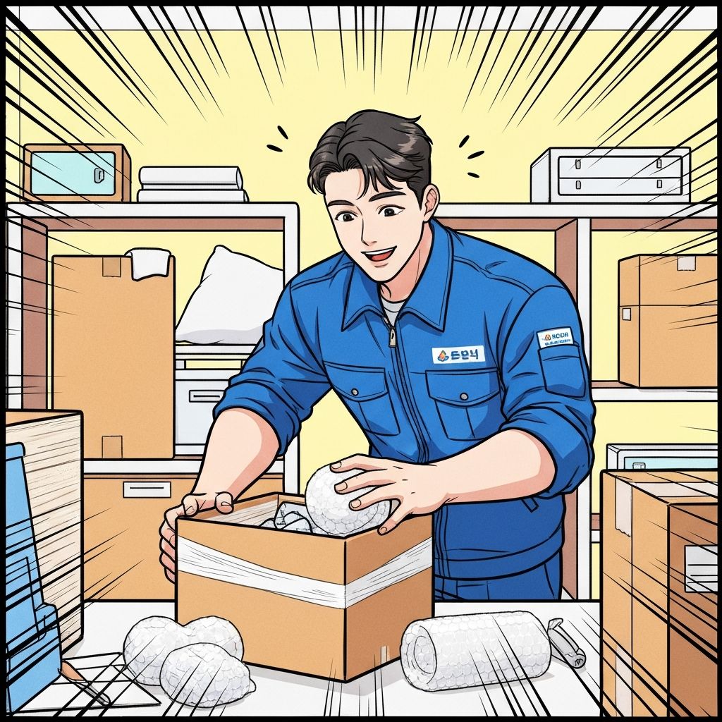 이사왕 전문 포장 서비스 만화 일러스트